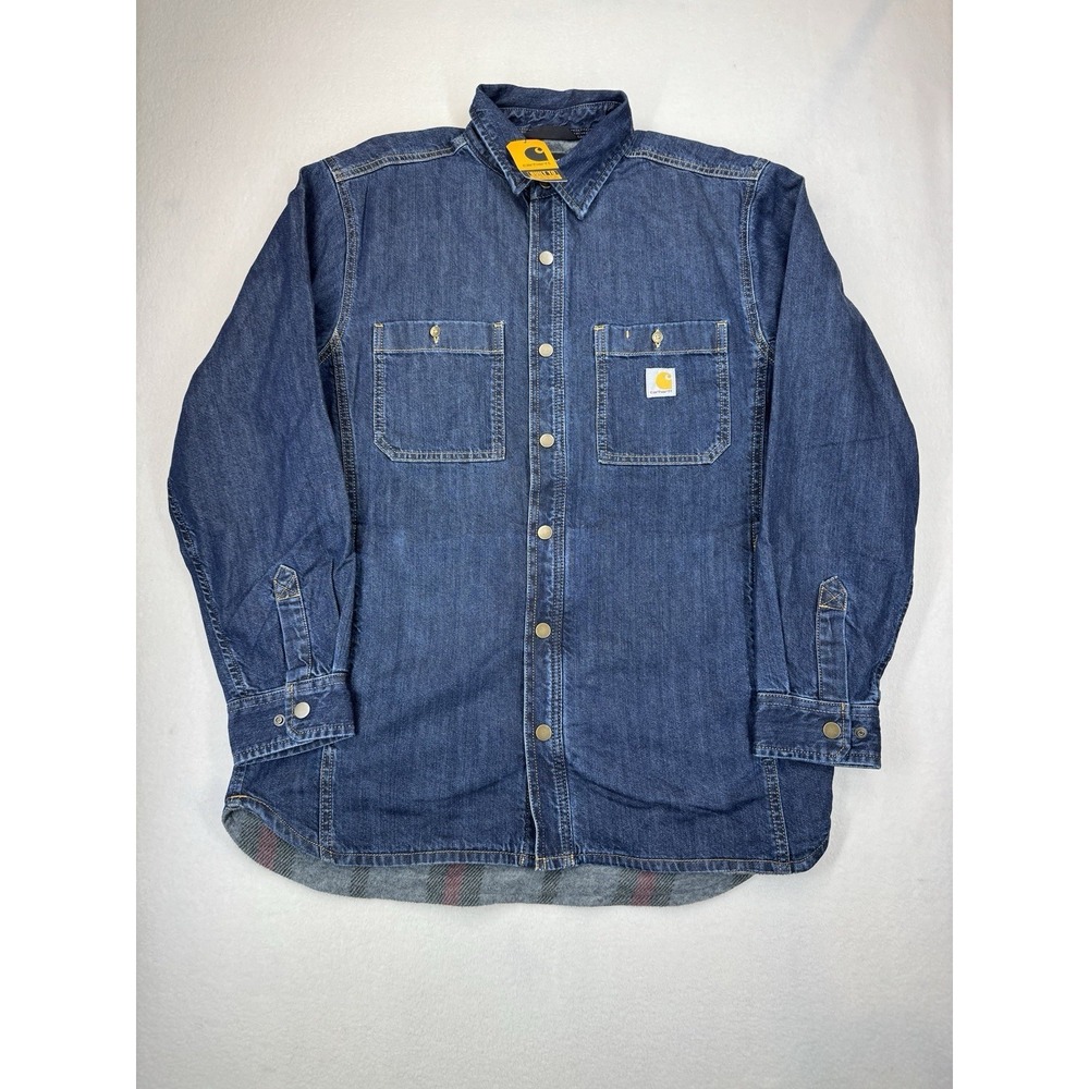 Carhartt Men's Relaxed Fit Denim Lined Snap Shirt Jacket XXL NWT